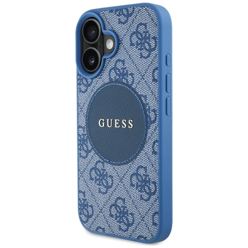 Etui Guess 4G Circle Classic Logo MagSafe do Apple iPhone 16 niebieski