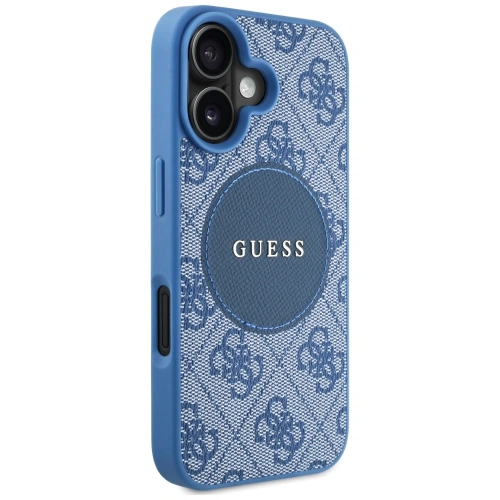 Etui Guess 4G Circle Classic Logo MagSafe do Apple iPhone 16 niebieski