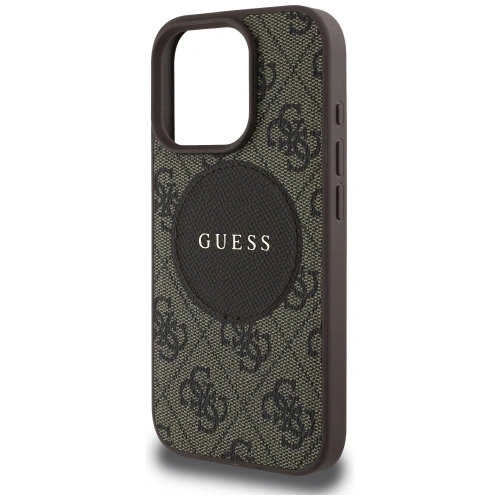 Etui Guess 4G Circle Classic Logo MagSafe do Apple iPhone 16 Pro brązowy
