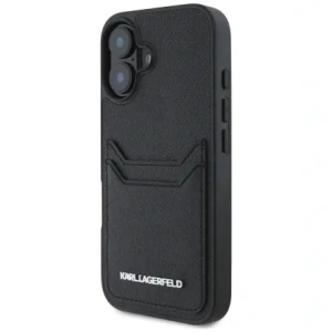 Wholesale Karl Lagerfeld HC Grained PU Cardslot Metal Elong Apple iPhone 16 black - KLD21988 - {ean13} - Hurt