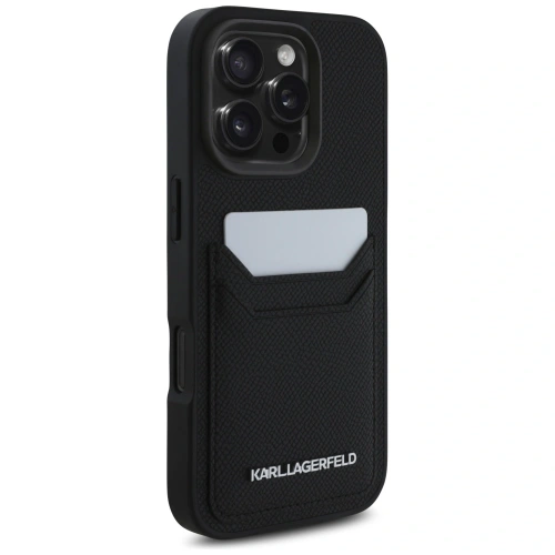 Etui Karl Lagerfeld HC Grained PU Cardslot Metal Elong do Apple iPhone 16 Pro czarny