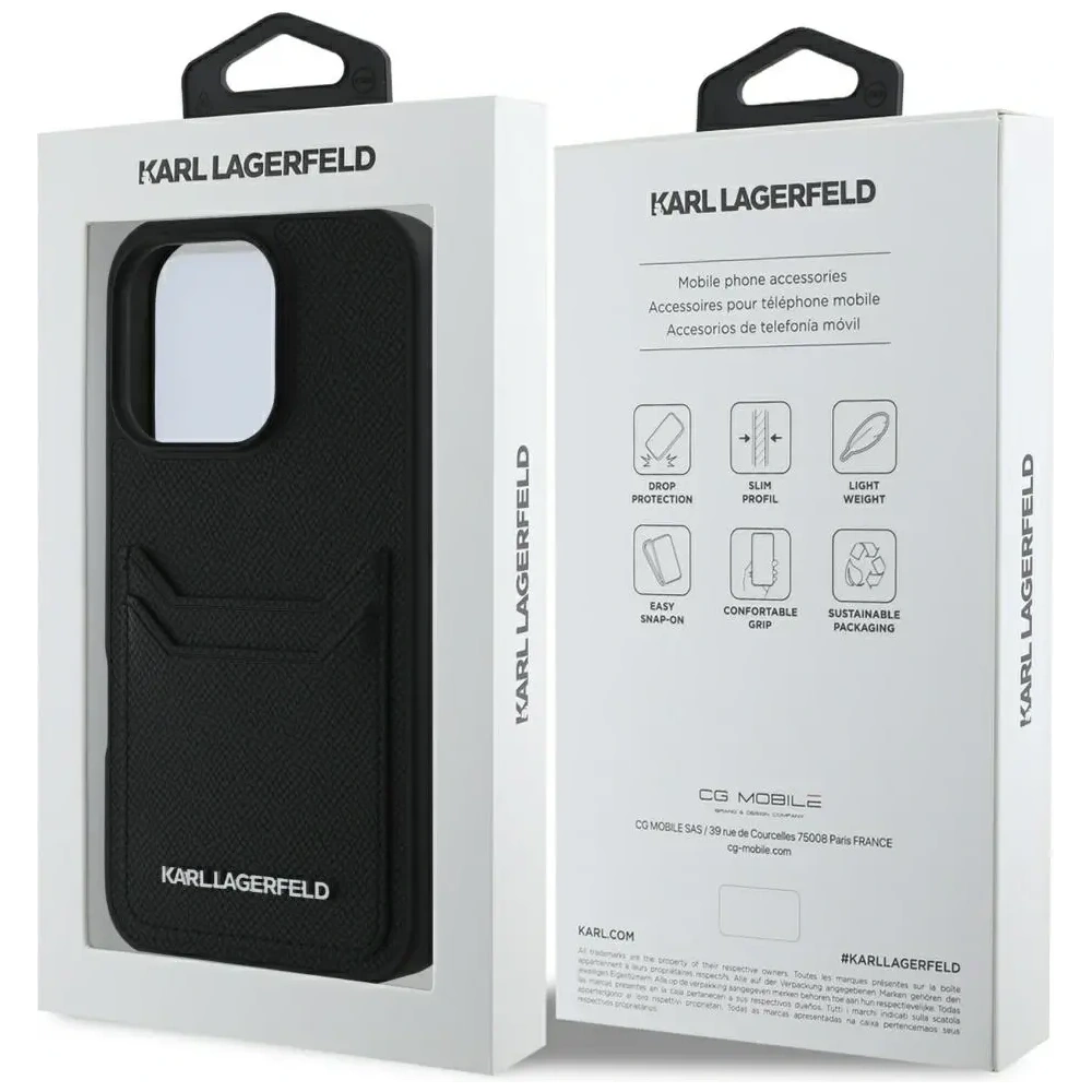Hurtownia GSM - Karl Lagerfeld HC Grained PU Cardslot Metal Elong Apple iPhone 16 Pro černá - KLD21989 - {ean13} - Hurt