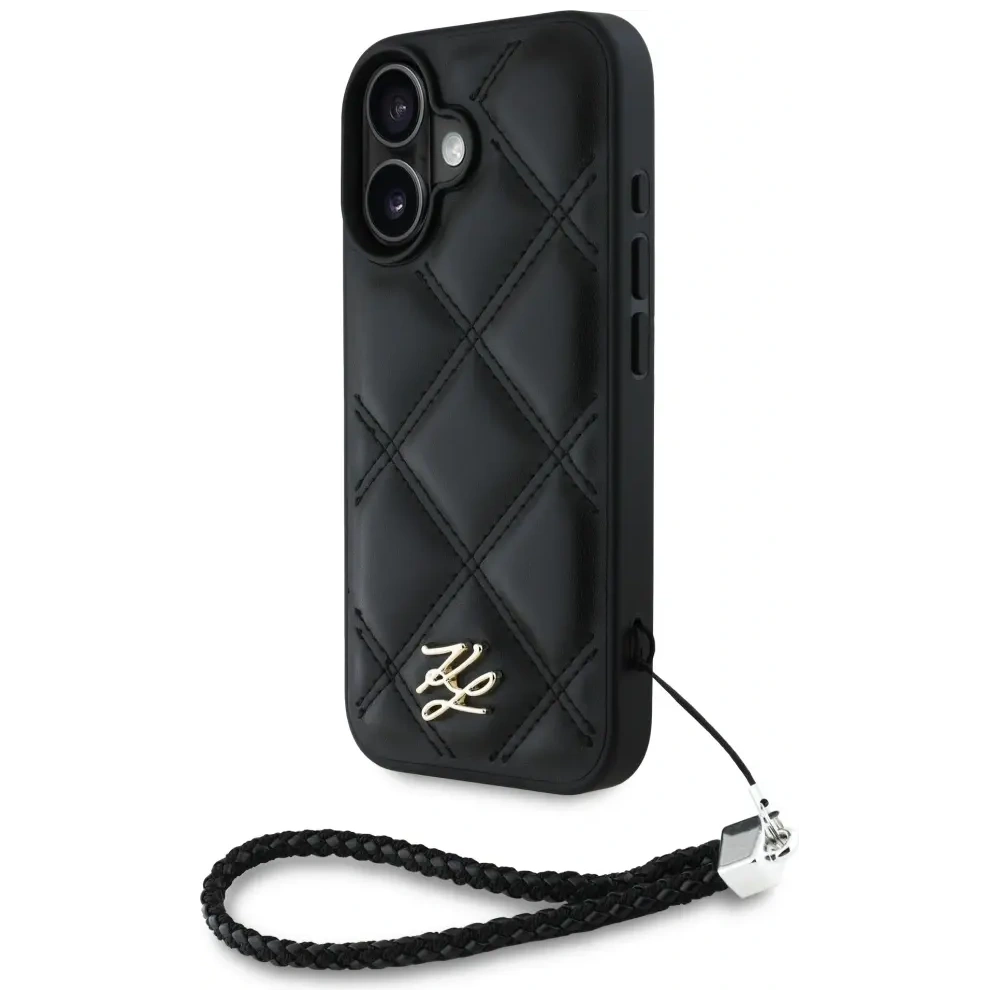 Hurtownia GSM - Karl Lagerfeld Töltött Kezdeti Logó & Láncos Pánt Apple iPhone 16 fekete - KLD21992 - {ean13} - Hurt