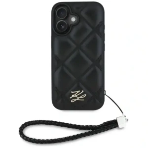 Wholesale Karl Lagerfeld Quilted Initial Logo & Chain Strap Apple iPhone 16 black - KLD21992 - {ean13} - Hurt