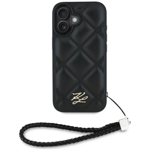 Etui Karl Lagerfeld Quilted Initial Logo & Chain Strap do Apple iPhone 16 czarny