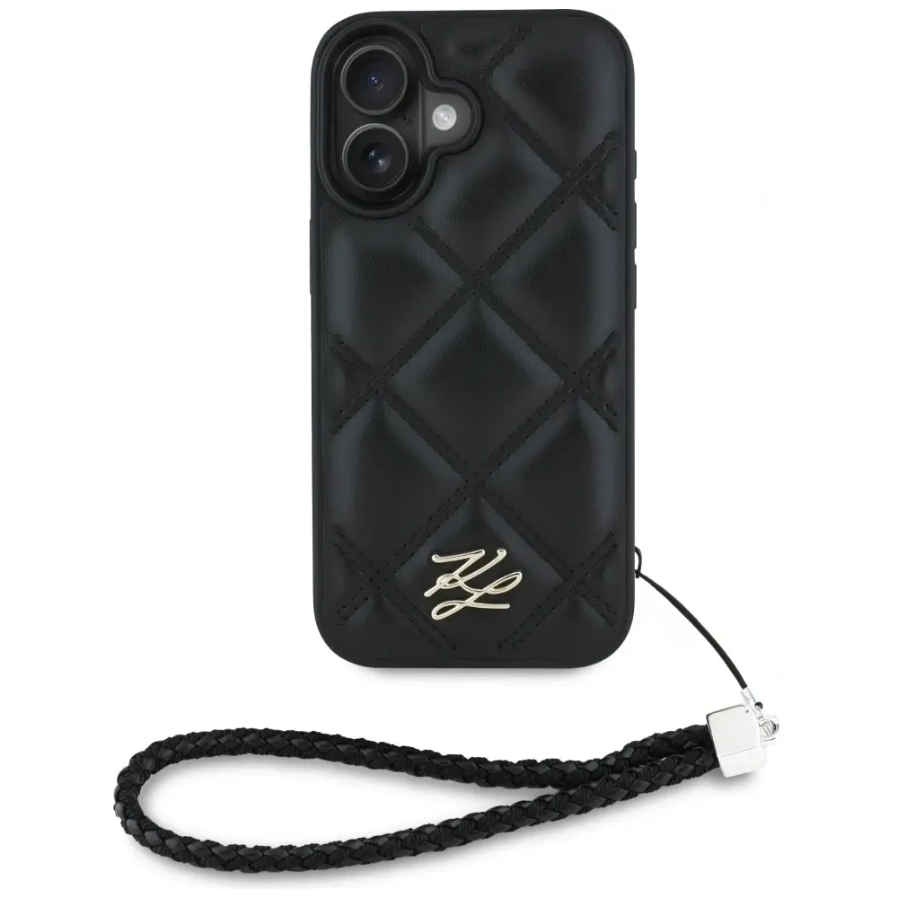 Hurtownia GSM - Karl Lagerfeld Töltött Kezdeti Logó & Láncos Pánt Apple iPhone 16 fekete - KLD21992 - {ean13} - Hurt