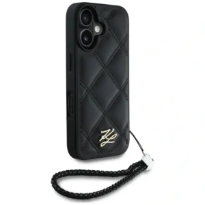Hurtownia GSM - Karl Lagerfeld Logo inițial matlasat & curea din lanț Apple iPhone 16 negru - KLD21992 - {ean13} - Hurt