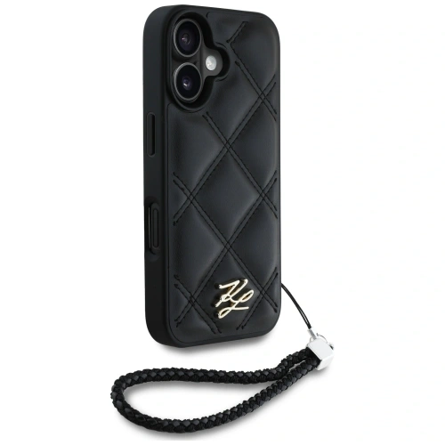 Etui Karl Lagerfeld Quilted Initial Logo & Chain Strap do Apple iPhone 16 czarny