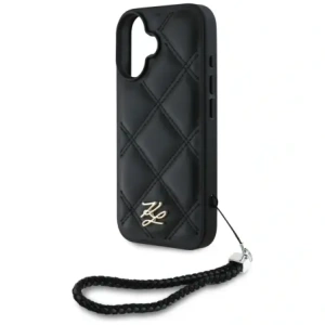 Hurtownia GSM - Karl Lagerfeld Logo inițial matlasat & curea din lanț Apple iPhone 16 negru - KLD21992 - {ean13} - Hurt