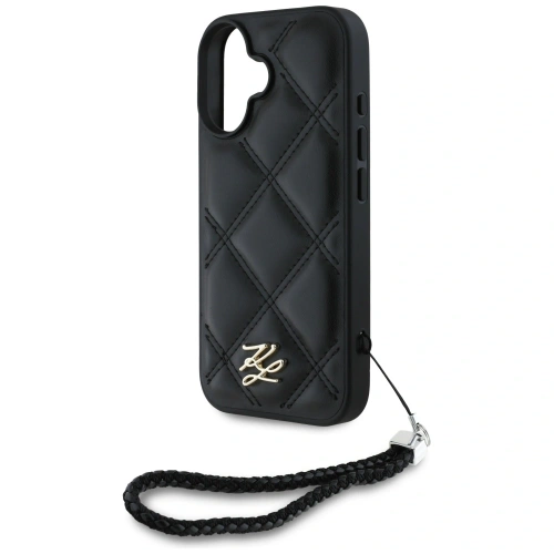 Etui Karl Lagerfeld Quilted Initial Logo & Chain Strap do Apple iPhone 16 czarny