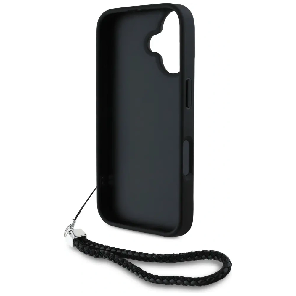 Hurtownia GSM - Karl Lagerfeld Logo inițial matlasat & curea din lanț Apple iPhone 16 negru - KLD21992 - {ean13} - Hurt