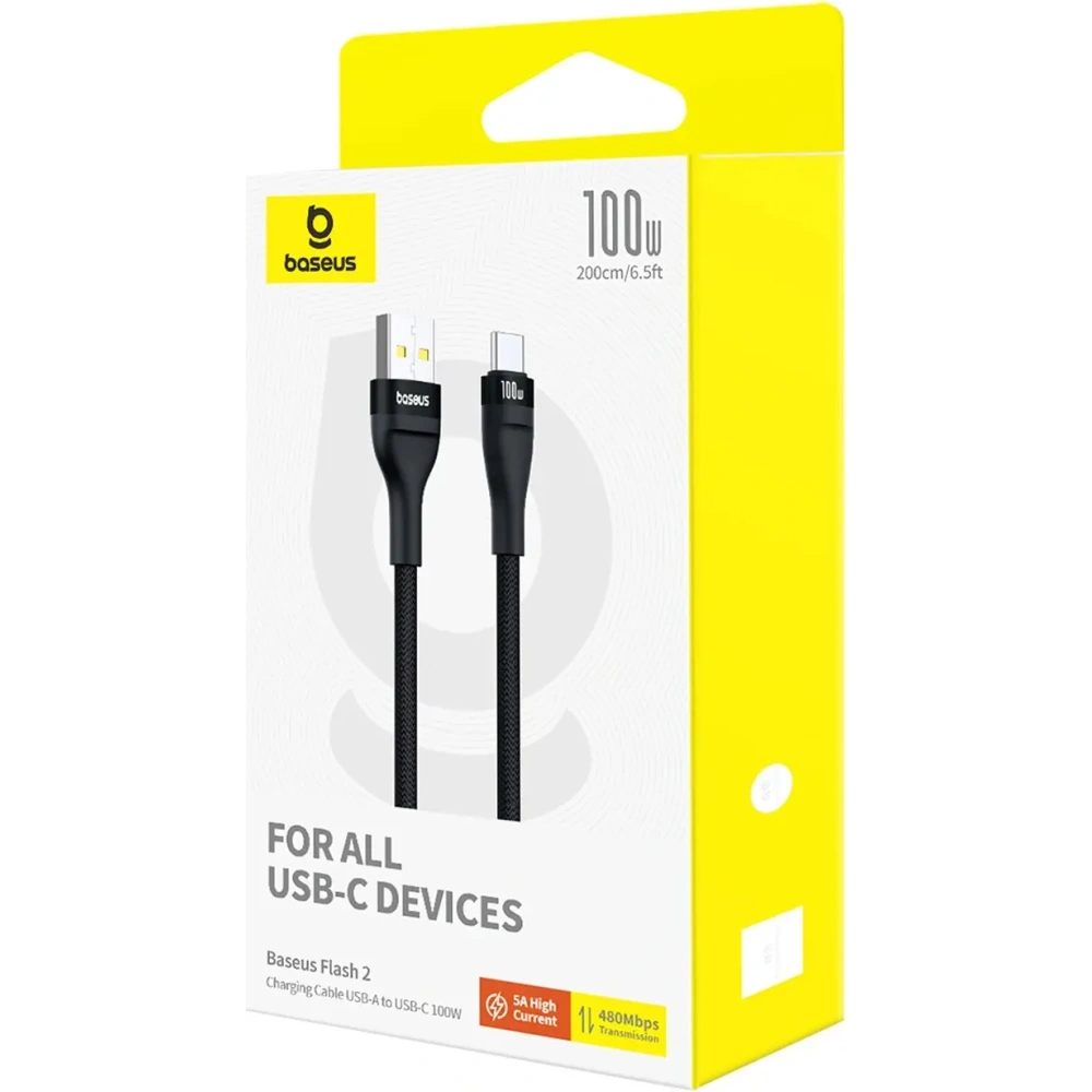 Hurtownia GSM - Baseus Flash 2 USB-A / USB-C 100W Kabel 1m schwarz - BSU8956 - {ean13} - Hurt