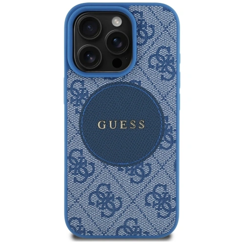 Etui Guess 4G Circle Classic Logo MagSafe do Apple iPhone 16 Pro Max niebieski