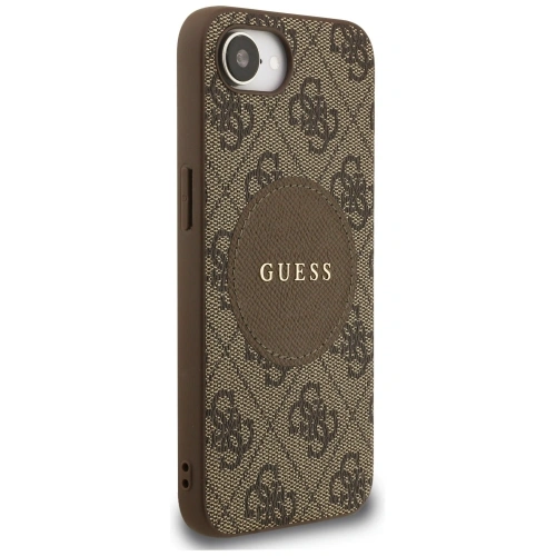 Etui Guess 4G Circle Classic Logo MagSafe do Apple iPhone 16e brązowy