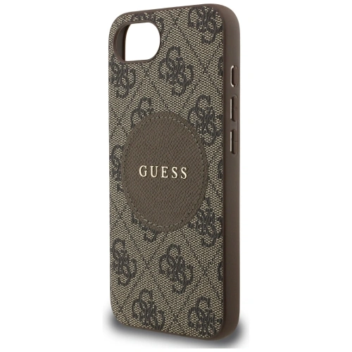 Etui Guess 4G Circle Classic Logo MagSafe do Apple iPhone 16e brązowy