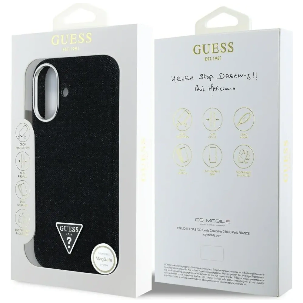 Hurtownia GSM - Etui Guess Denim Triangle Logo MagSafe do Apple iPhone 16 czarny - GUE4488 - {ean13} - Hurt