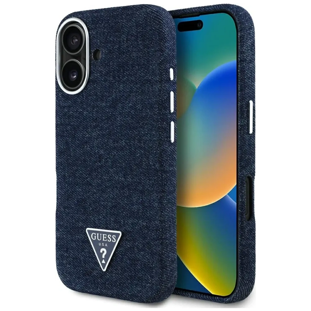 Hurtownia GSM - Guess Logo triunghiular din denim MagSafe Apple iPhone 16 albastru - GUE4489 - {ean13} - Hurt