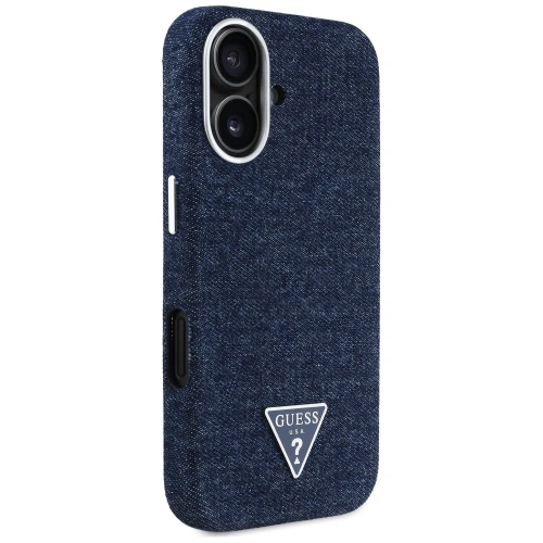 Etui Guess Denim Triangle Logo MagSafe do Apple iPhone 16 niebieski