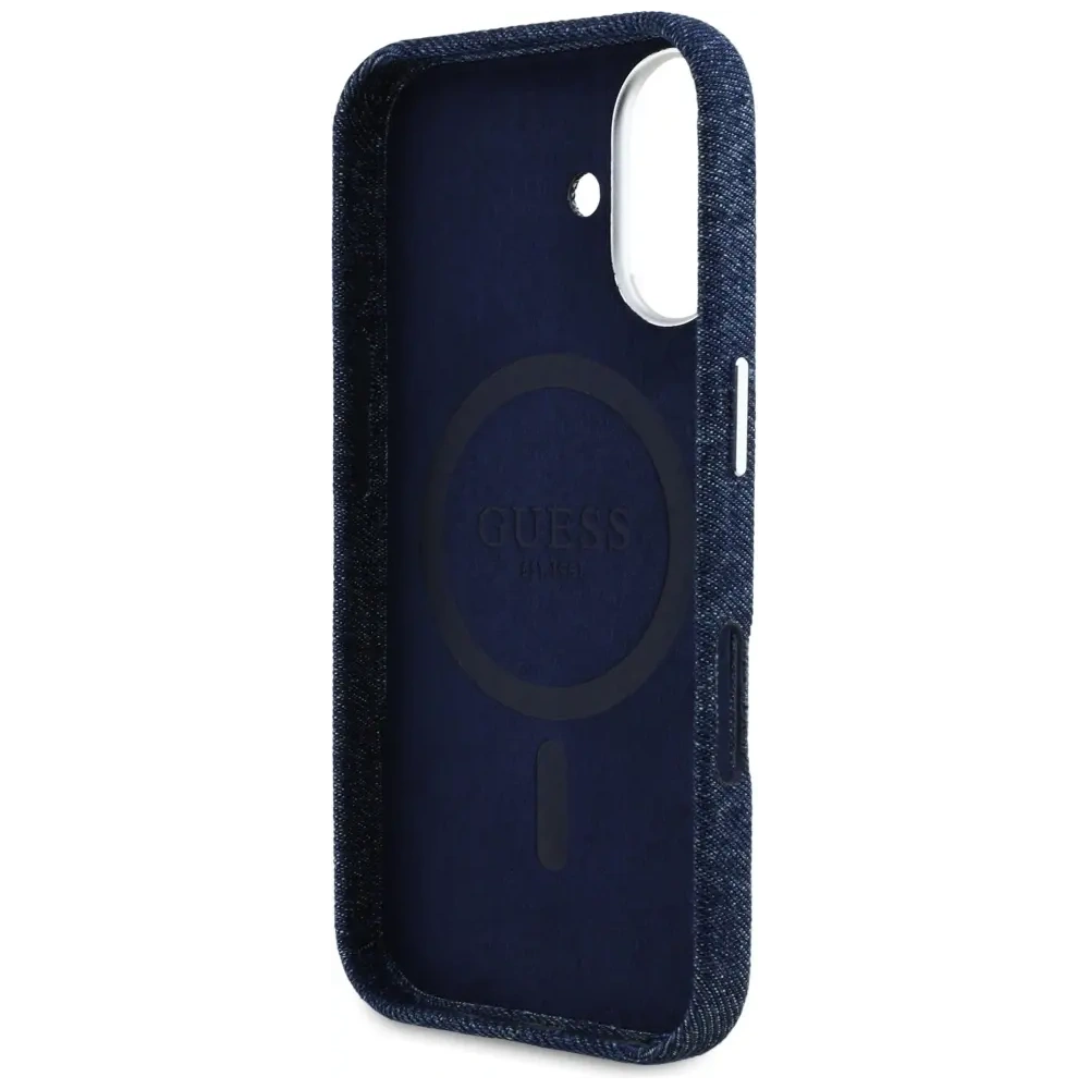 Hurtownia GSM - Guess Logo triunghiular din denim MagSafe Apple iPhone 16 albastru - GUE4489 - {ean13} - Hurt