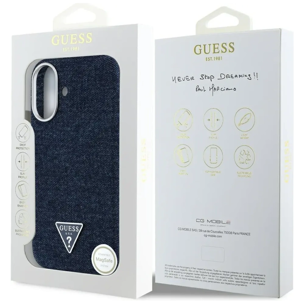 Hurtownia GSM - Guess Denim-Dreieckslogo MagSafe Apple iPhone 16 blau - GUE4489 - {ean13} - Hurt