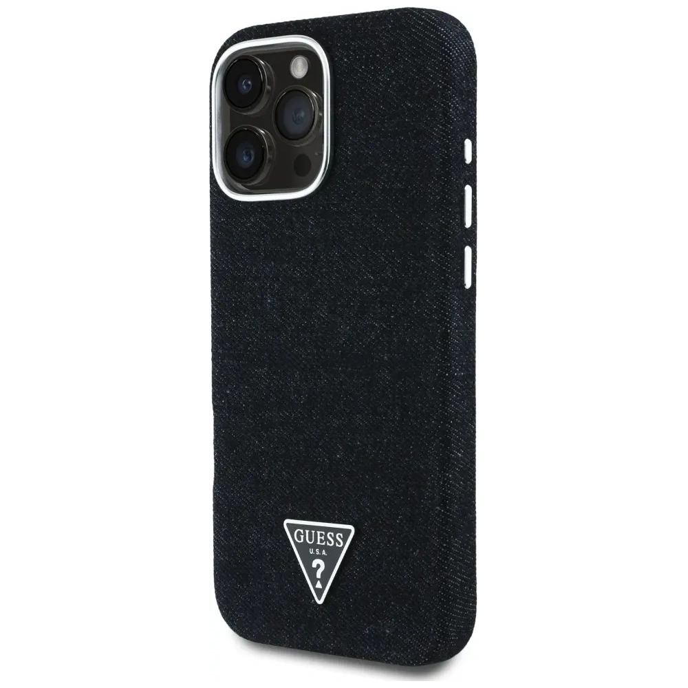 Hurtownia GSM - Guess Denim Trojúhelníkové Logo MagSafe Apple iPhone 16 Pro černý - GUE4490 - {ean13} - Hurt