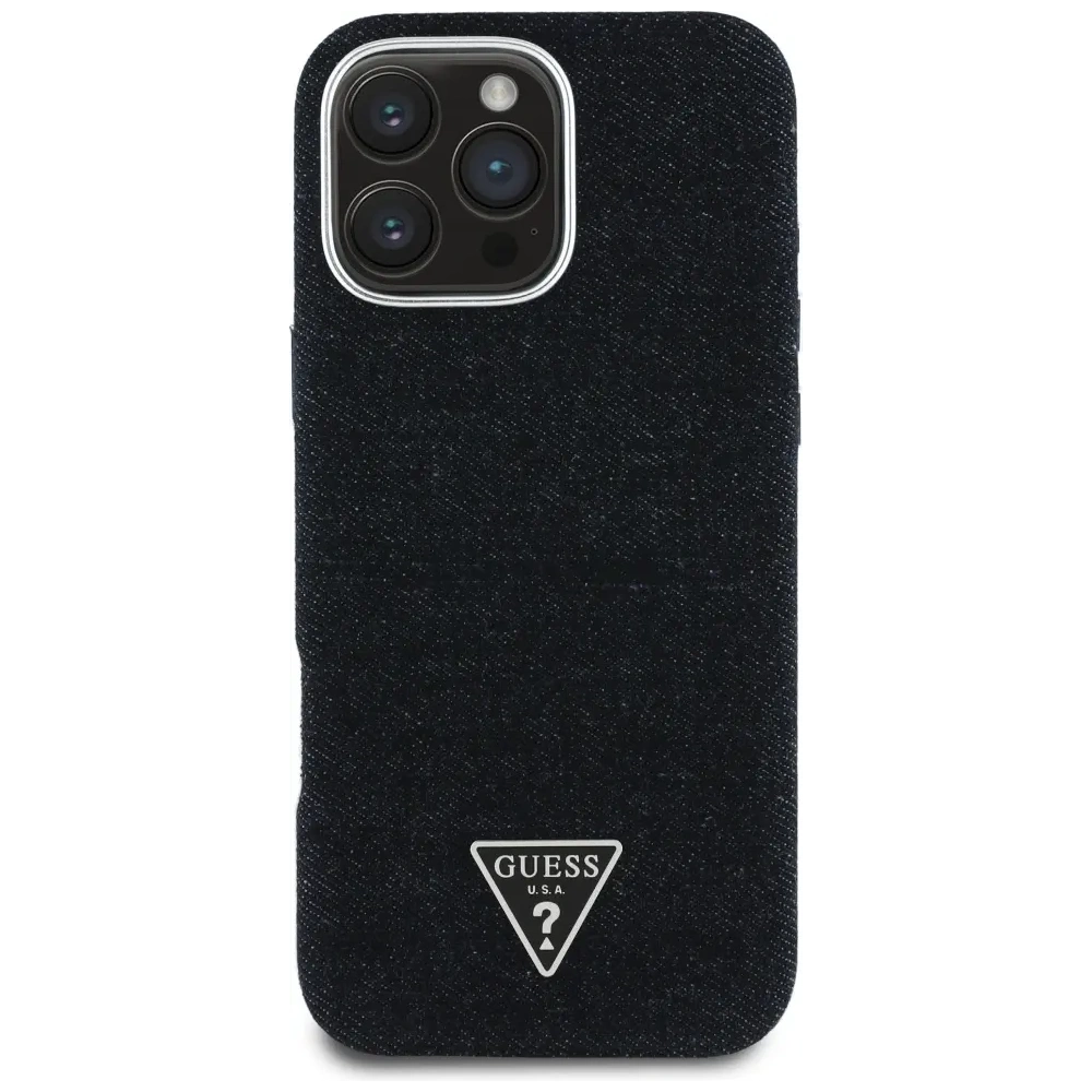 Hurtownia GSM - Guess Denim Trojúhelníkové Logo MagSafe Apple iPhone 16 Pro černý - GUE4490 - {ean13} - Hurt