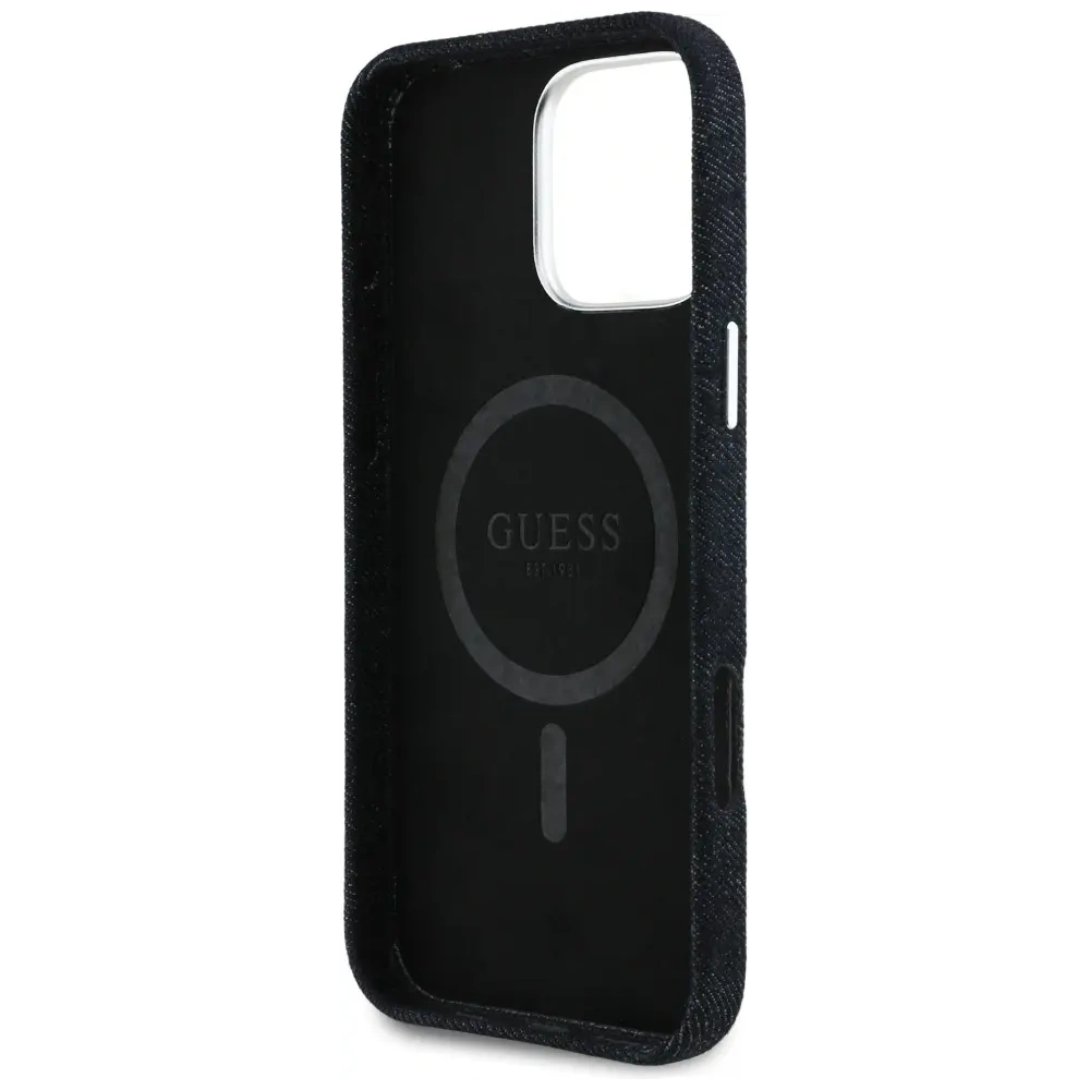 Hurtownia GSM - Guess Denim Trojúhelníkové Logo MagSafe Apple iPhone 16 Pro černý - GUE4490 - {ean13} - Hurt
