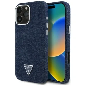 Hurtownia GSM - Guess Denim Trojúhelníkové Logo MagSafe Apple iPhone 16 Pro modrý - GUE4493 - {ean13} - Hurt