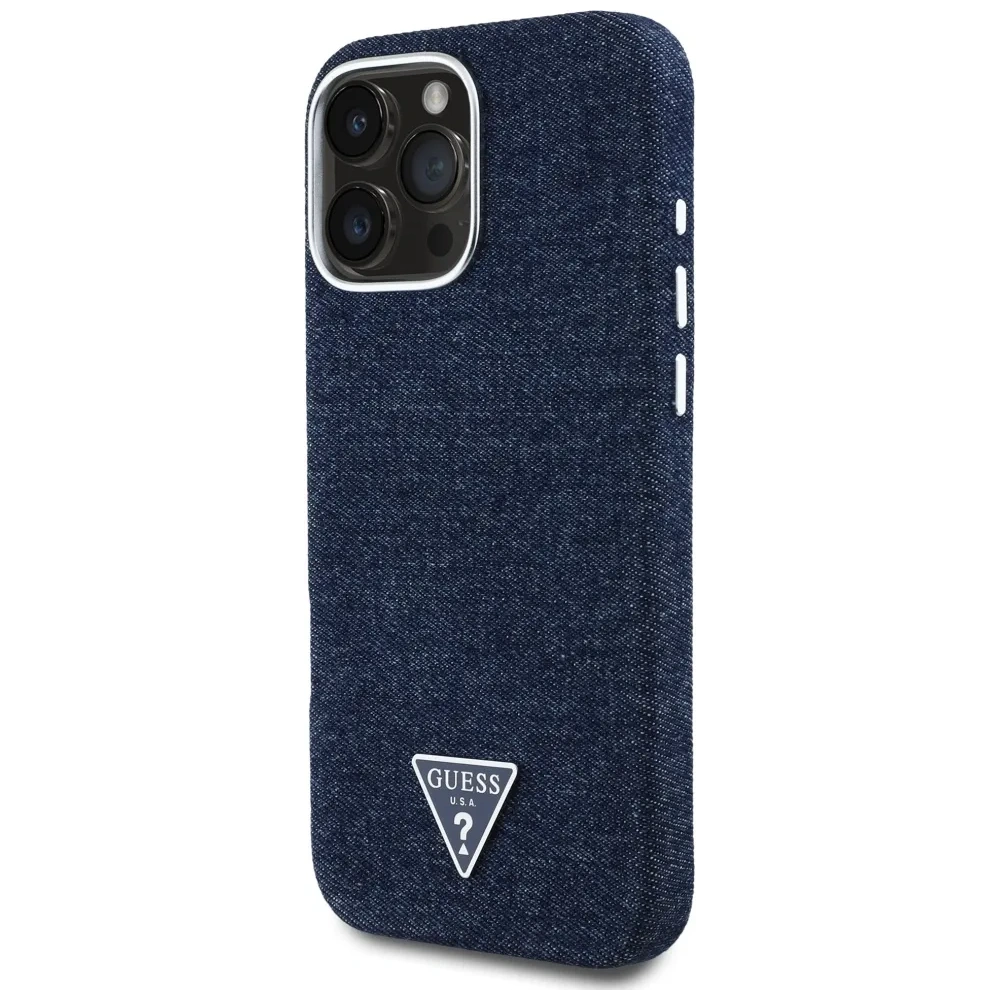 Hurtownia GSM - Guess Denim Trojúhelníkové Logo MagSafe Apple iPhone 16 Pro modrý - GUE4493 - {ean13} - Hurt