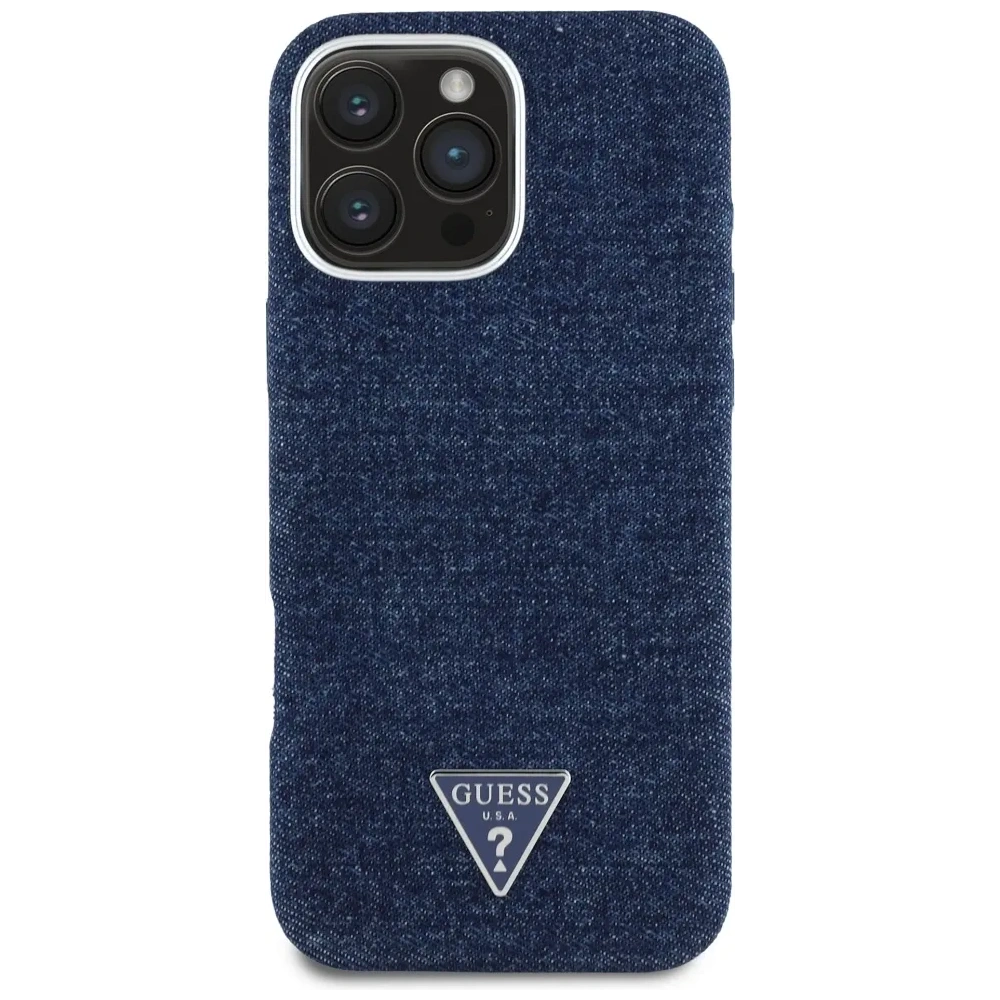 Hurtownia GSM - Guess Denim Trojúhelníkové Logo MagSafe Apple iPhone 16 Pro modrý - GUE4493 - {ean13} - Hurt