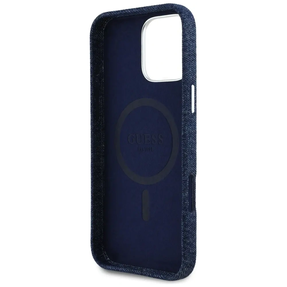 Hurtownia GSM - Guess Denim Trojúhelníkové Logo MagSafe Apple iPhone 16 Pro modrý - GUE4493 - {ean13} - Hurt
