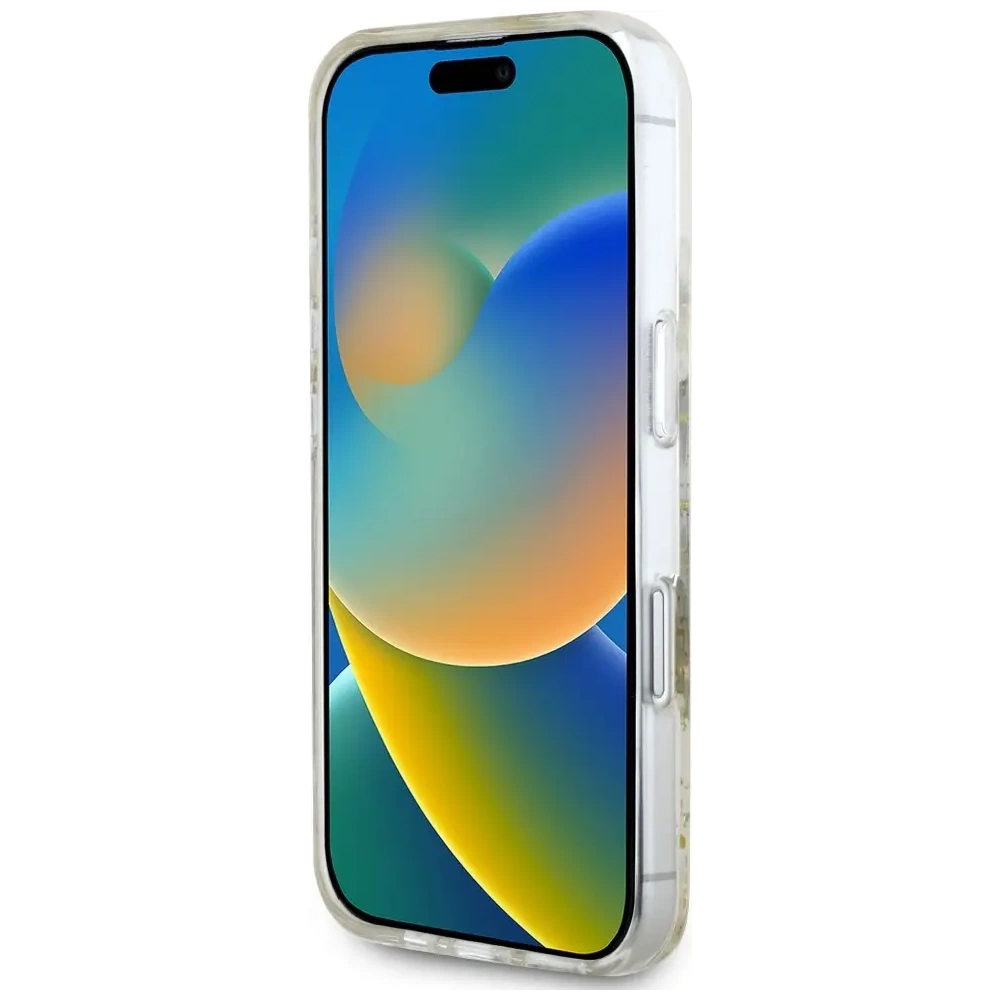 Hurtownia GSM - Guess Gyanta Virágok Csillám MagSafe Apple iPhone 16 bézs - GUE4494 - {ean13} - Hurt