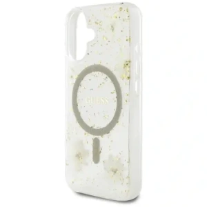 Wholesale Guess Resin Flowers Glitter MagSafe Apple iPhone 16 beige - GUE4494 - {ean13} - Hurt