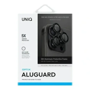 Hurtownia GSM - UNIQ Optix Hliníkový Ochranný Objektiv pro Fotoaparát Apple iPhone 16 Pro / 16 Pro Max černá půlnoc - UNIQ1513 - {ean13} - Hurt