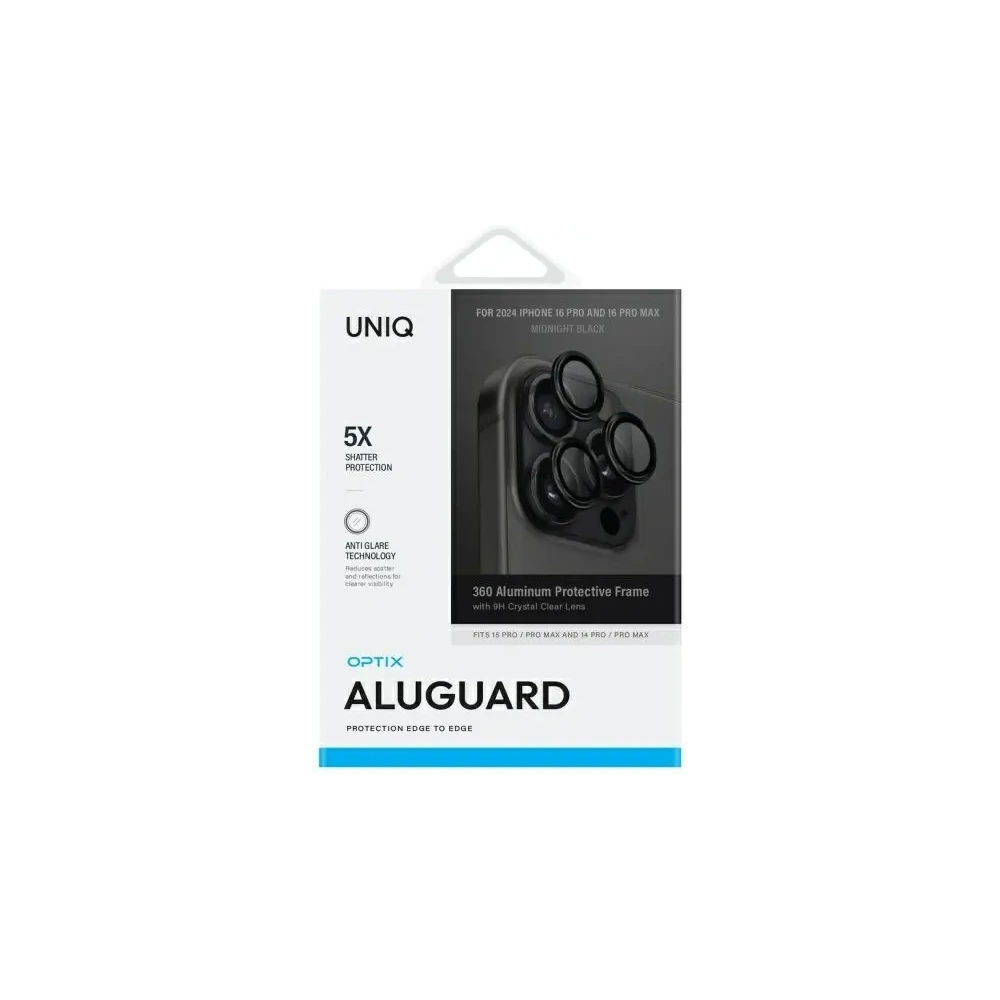 Hurtownia GSM - UNIQ Optix Hliníkový Ochranný Objektiv pro Fotoaparát Apple iPhone 16 Pro / 16 Pro Max černá půlnoc - UNIQ1513 - {ean13} - Hurt