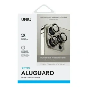 Hurtownia GSM - UNIQ Optix hliníkový ochranný kryt objektivu pro fotoaparát Apple iPhone 16 Pro / 16 Pro Max titanová šedá - UNIQ1514 - {ean13} - Hurt