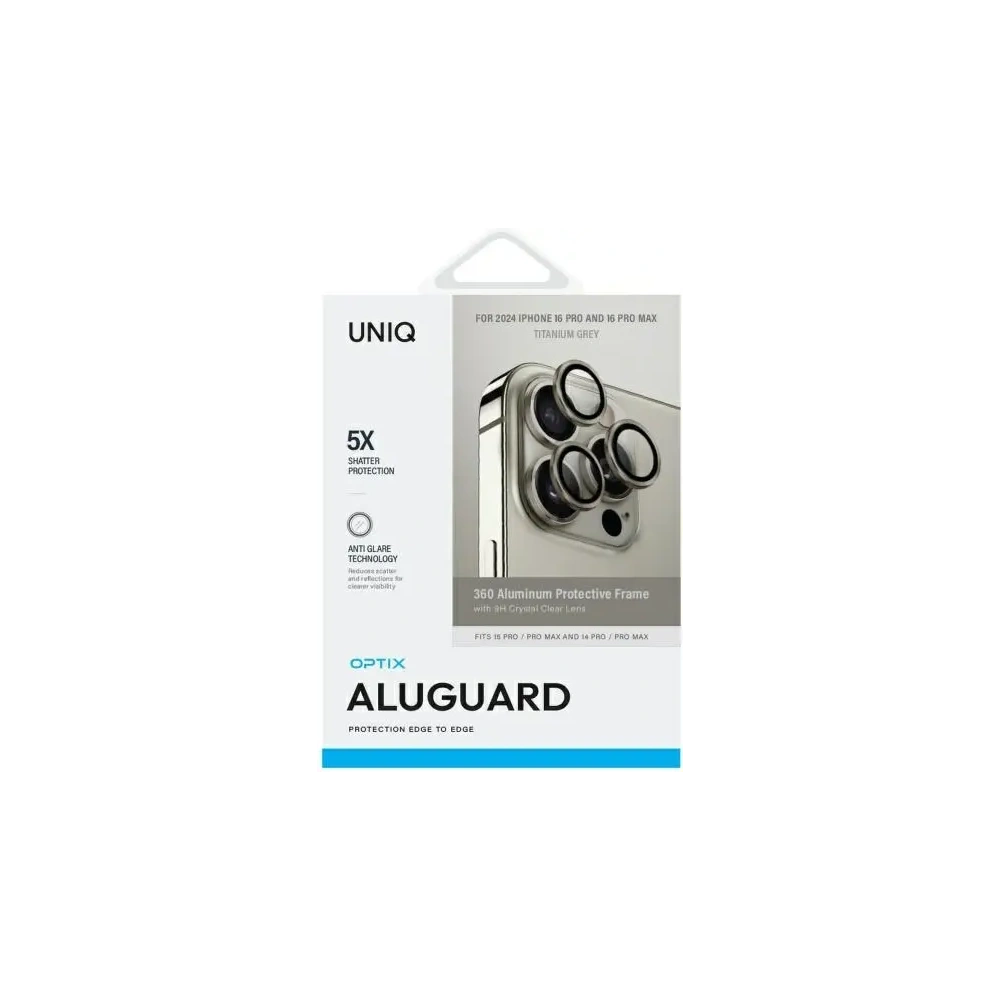 Hurtownia GSM - UNIQ Optix hliníkový ochranný kryt objektivu pro fotoaparát Apple iPhone 16 Pro / 16 Pro Max titanová šedá - UNIQ1514 - {ean13} - Hurt