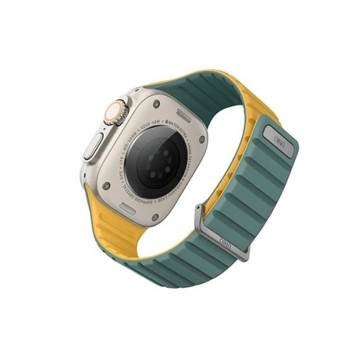 Pasek UNIQ Revix Evo Apple Watch Series1/2/3/4/5/6/7/8/9/SE/SE2/Ultra/Ultra2 42/44/45/49mm Reversible Magnetic zielono-żółty/viridian green-burnt yellow