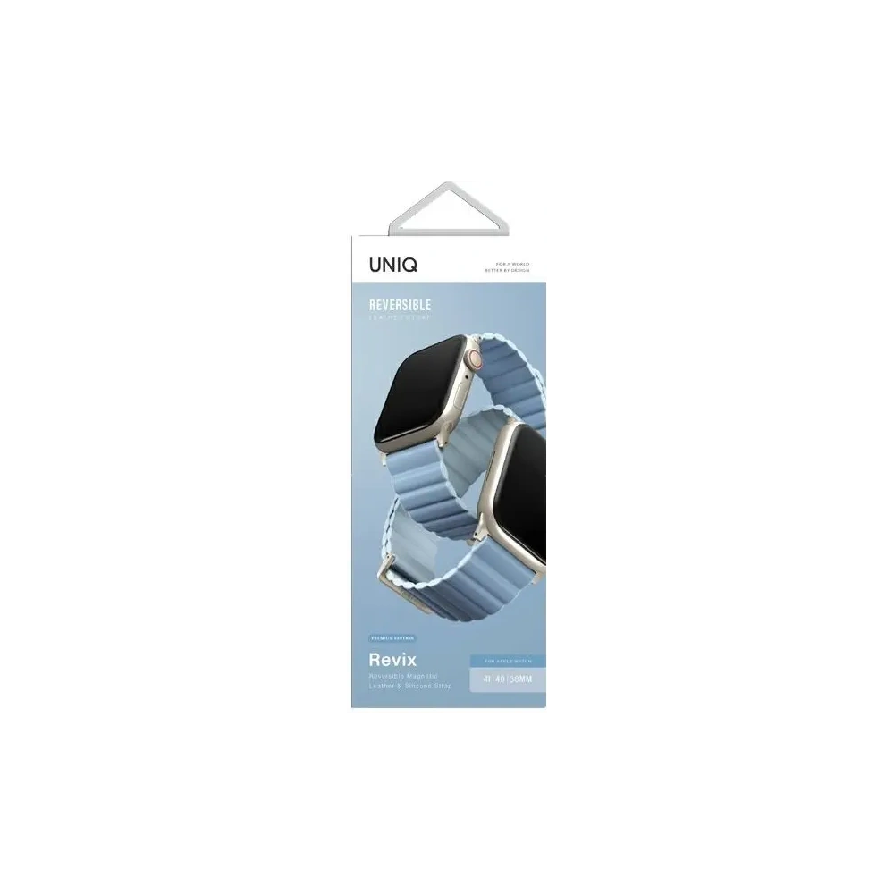 Wholesale UNIQ Revix Premium Apple WatchSeries 1/2/3/4/5/6/7/8/9/SE/SE2 38/40/41mm Edition Reversible Magnetic Leather arctic-soft blue - UNIQ1519 - {ean13} - Hurt