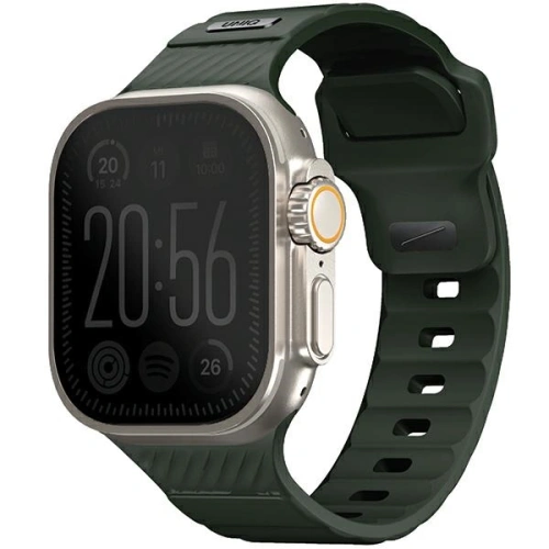Pasek UNIQ Stride Apple Watch Series1/2/3/4/5/6/7/8/9/SE/SE2/Ultra/Ultra 2 42/44/45/49mm FKM Rubber Strap ciemnozielony/moss green