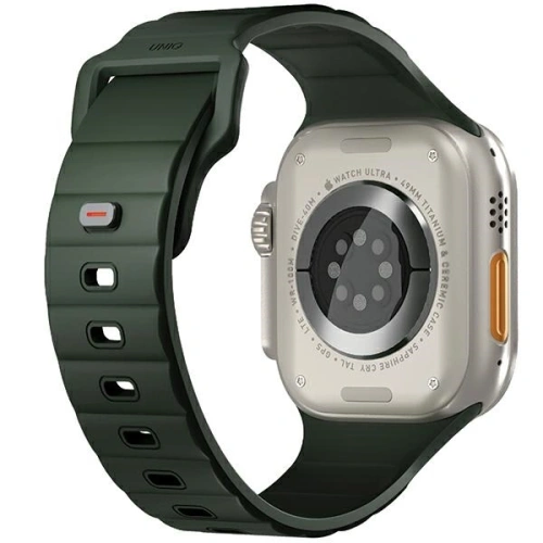 Pasek UNIQ Stride Apple Watch Series1/2/3/4/5/6/7/8/9/SE/SE2/Ultra/Ultra 2 42/44/45/49mm FKM Rubber Strap ciemnozielony/moss green