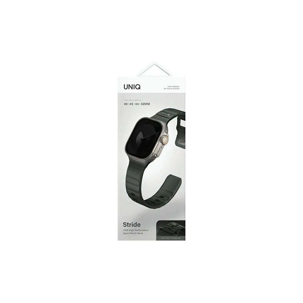 Wholesale UNIQ Stride Apple Watch Series1/2/3/4/5/6/7/8/9/SE/SE2/Ultra/Ultra 2 42/44/45/49mm FKM Rubber Strap moss green - UNIQ1523 - {ean13} - Hurt