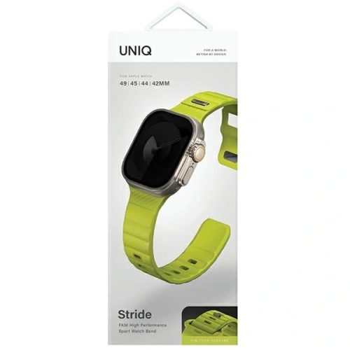 Pasek UNIQ Stride Apple Watch Series1/2/3/4/5/6/7/8/9/SE/SE2/Ultra/Ultra 2 42/44/45/49mm FKM Rubber Strap limonkowy/lime green