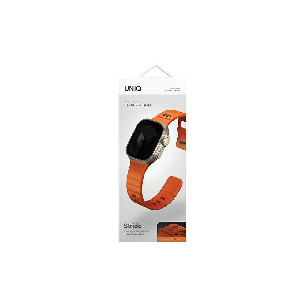 Wholesale UNIQ Stride Apple Watch Series1/2/3/4/5/6/7/8/9/SE/SE2/Ultra/Ultra 2 42/44/45/49mm FKM Rubber Strap volt orange - UNIQ1526 - {ean13} - Hurt