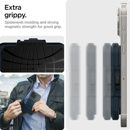 Uchwyt magnetyczny Spigen Lock Fit MagSafe Universal Magnetic Card Holder Metal Slate