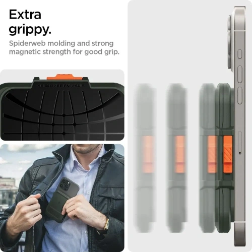 Uchwyt magnetyczny Spigen Lock Fit MagSafe Universal Magnetic Card Holder Military Green