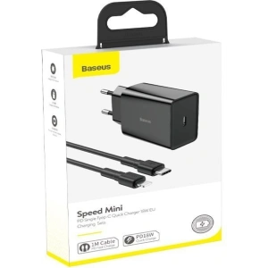 Ładowarka sieciowa Baseus USB Typ C Power Delivery 18W 3A + kabel USB Typ C - Lightning 2,4A 1m czarny