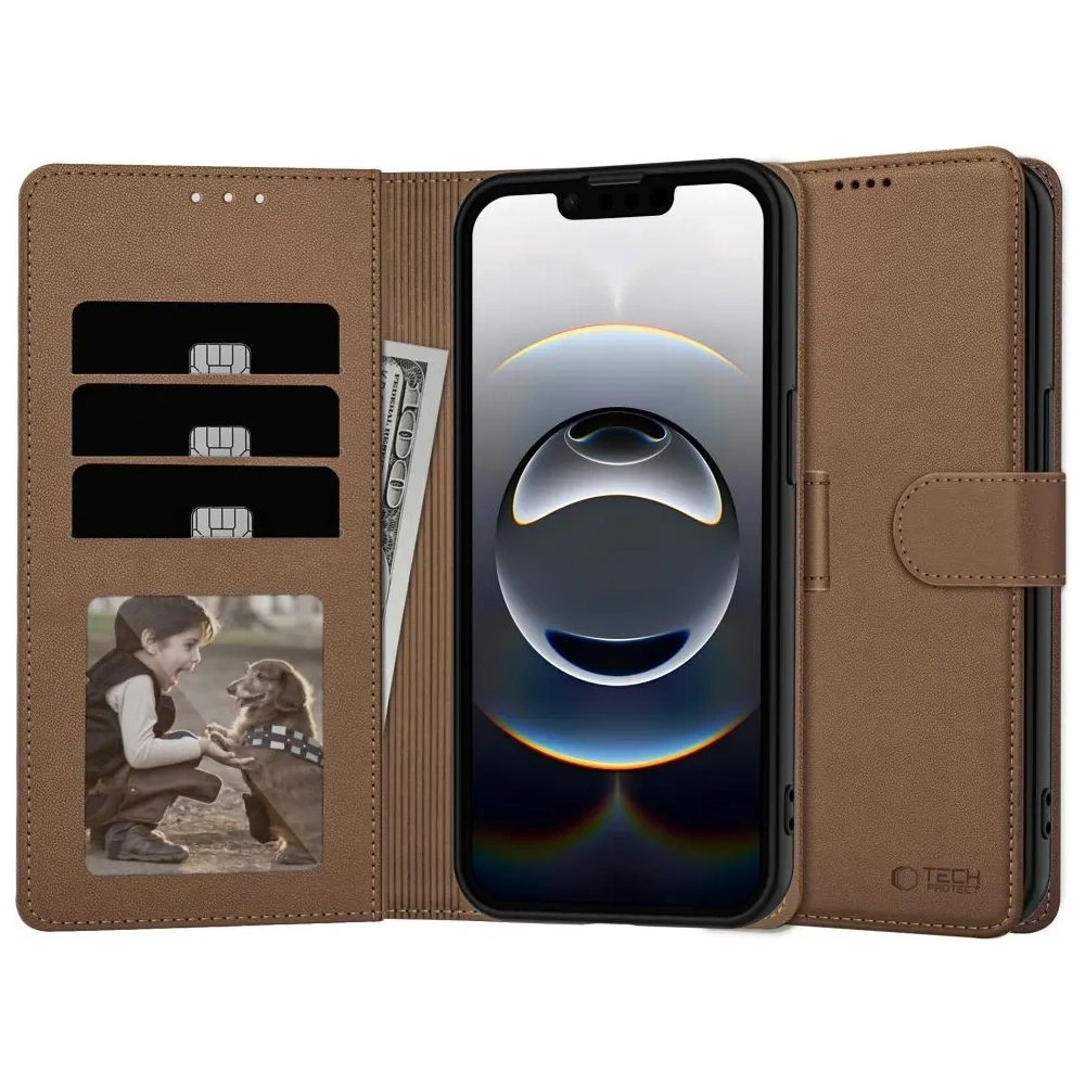 Hurtownia GSM - Husa cu clapetă Tech-Protect Wallet Apple iPhone 16e Maro - THP4051 - {ean13} - Hurt