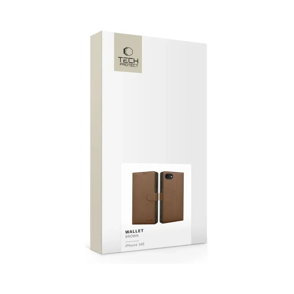 Hurtownia GSM - Pouzdro s klopou Tech-Protect Wallet Apple iPhone 16e Hnědé - THP4051 - {ean13} - Hurt