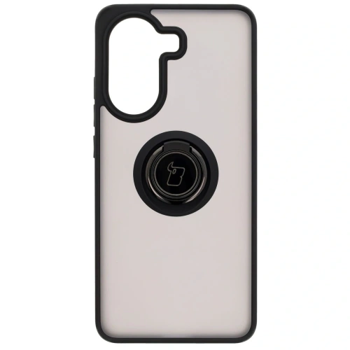 Etui z uchwytem na palec Bizon Case Hybrid Ring do Xiaomi Poco X7 Pro przydymione z czarną ramką